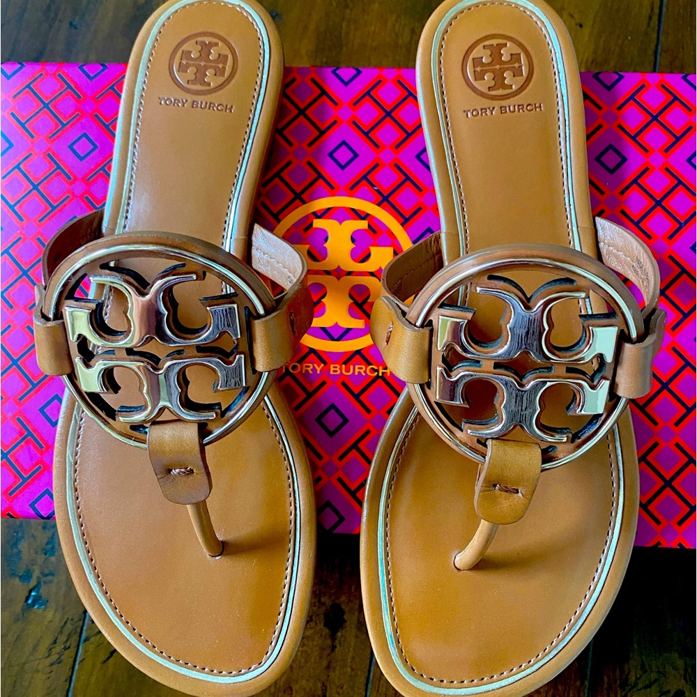 Tory Burch Rose Gold/Tan Miller Sandals